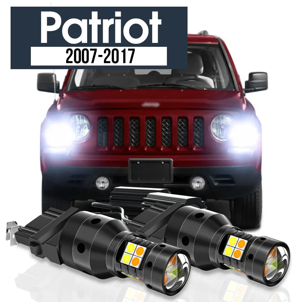 2x LED Dual Mode Turn Signal+Daytime Running Light Blub DRL Canbus Accessories For Jeep Patriot MK 2007-2017 2009 2010 2011 2012