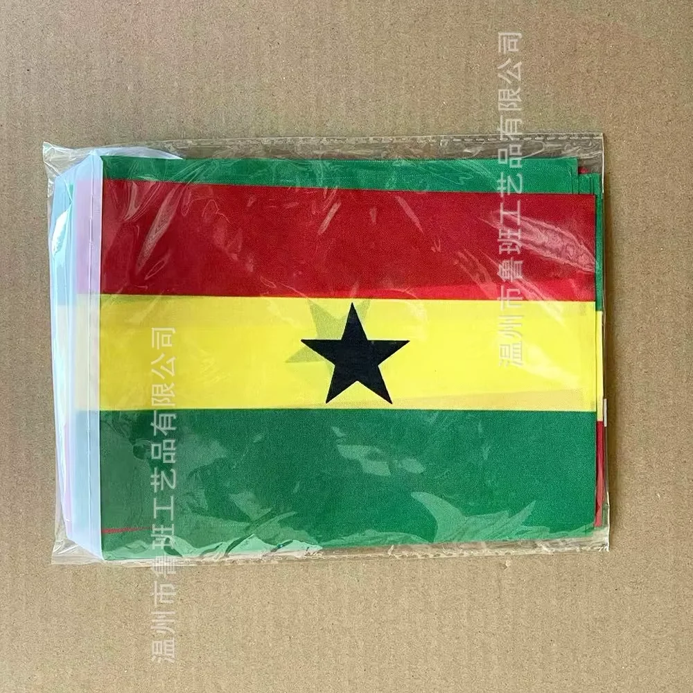 TIKI FLAG Ghana bunting flags 14x21cm 20pcs/lot Pennant Ghana String Banner Festival Party Holiday for decoration