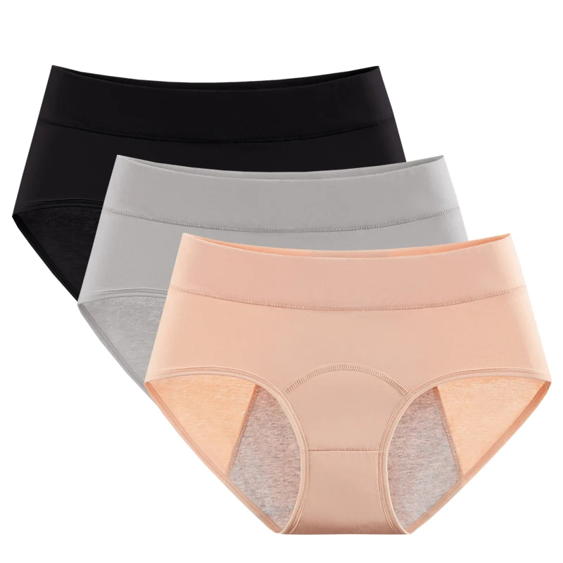 

3pcs Cotton Women's Mid Waist Leak Proof Menstrual Panties Female Widen Period Physiological Briefs Lady Ventilate Comfort Panty