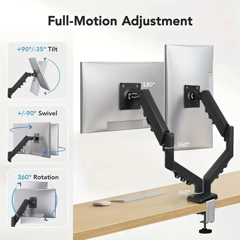 Image 7: Bras de moniteur unique à réserve de poids élevée jusqu'à 10 kg, support de moniteur réglable avec 180 °   Inclinable pivotant 360 °   Rotation pour le bureau à domicile