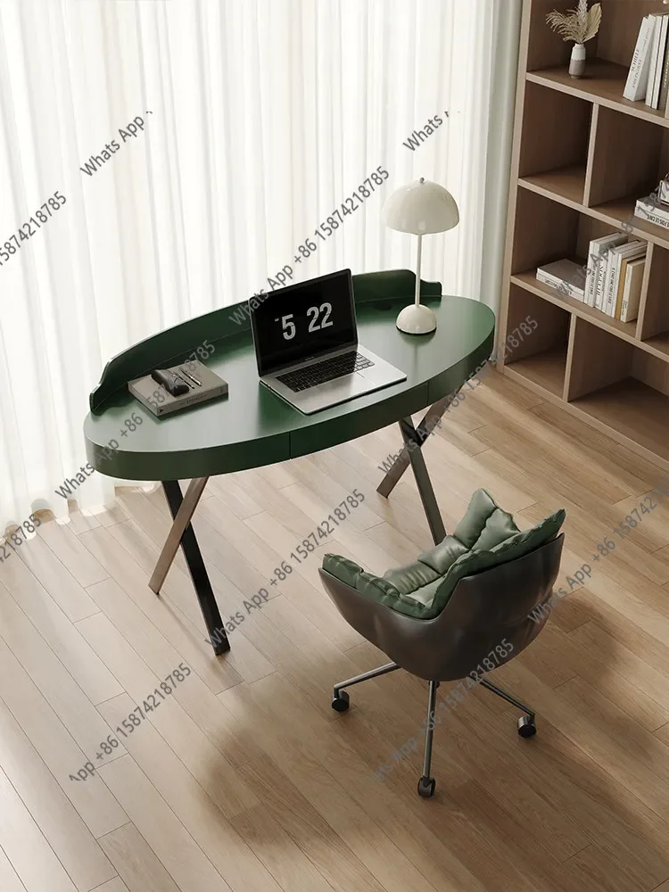 Special-shaped Oval Italian Minimalist Workbench Desk Home Study Computer Desk Office Writing Desk 62X