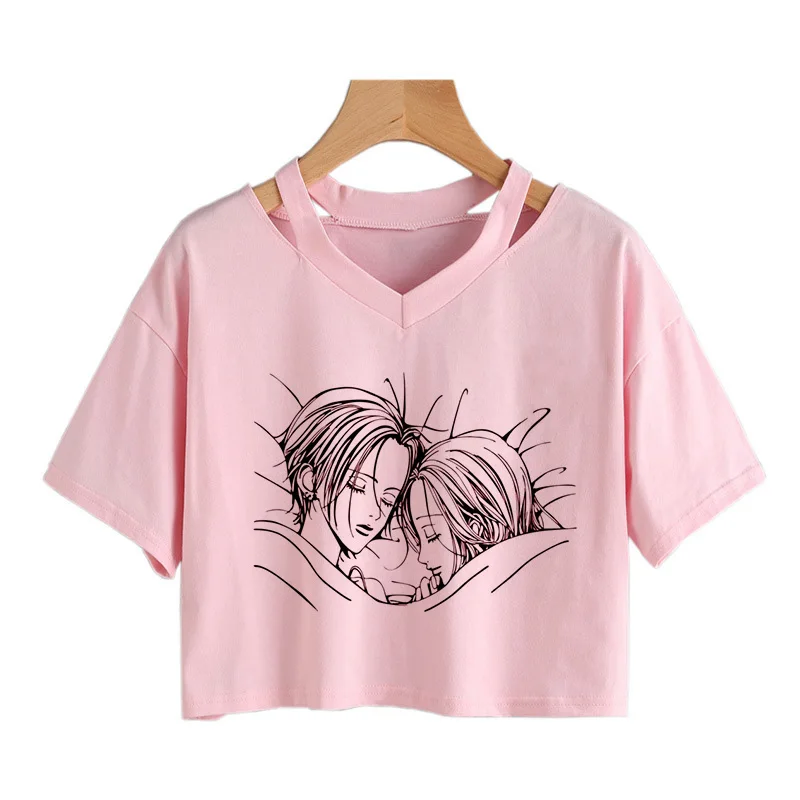 Anni \'90 Pietre Nere Grafica Crop Top Anime Nana Osaki Gotico Ritagliata Tee Shirt Divertente Manga T-shirt Donna Moda Casual Y2k Tshirt