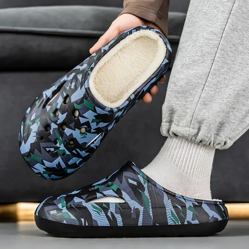 

Cotton Slippers for Men and Women, Autumn and Winter, Fleece-Lined, Waterproof, Thickened, Suitable for Indoor and Outdoor Use