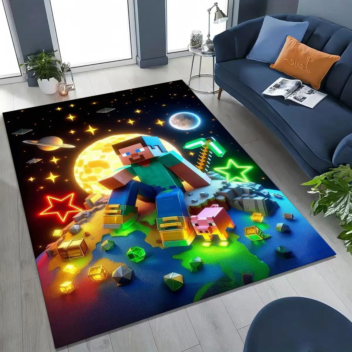 

Cartoon S-Sandboxs 3D Game Rug for Bedroom Living Room Sofa Home Doormat Decor,Large Kids Play Non-slip Floor Mat Gift