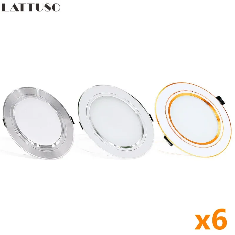 Lámparas Led de techo para el hogar, iluminación interior para sala de estar, 5W, 9W, 12W, 15W, 18W, CA 220V, 230V, 240V, lote de 6 unidades