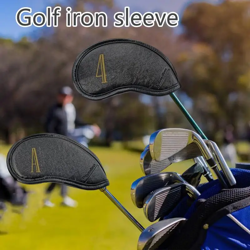 

Iron Head Covers For Golf Clubs Iron Head Covers PU Leather Club Covers Head Covers 10pcs Waterproof Iron Headcover Wedge Golf