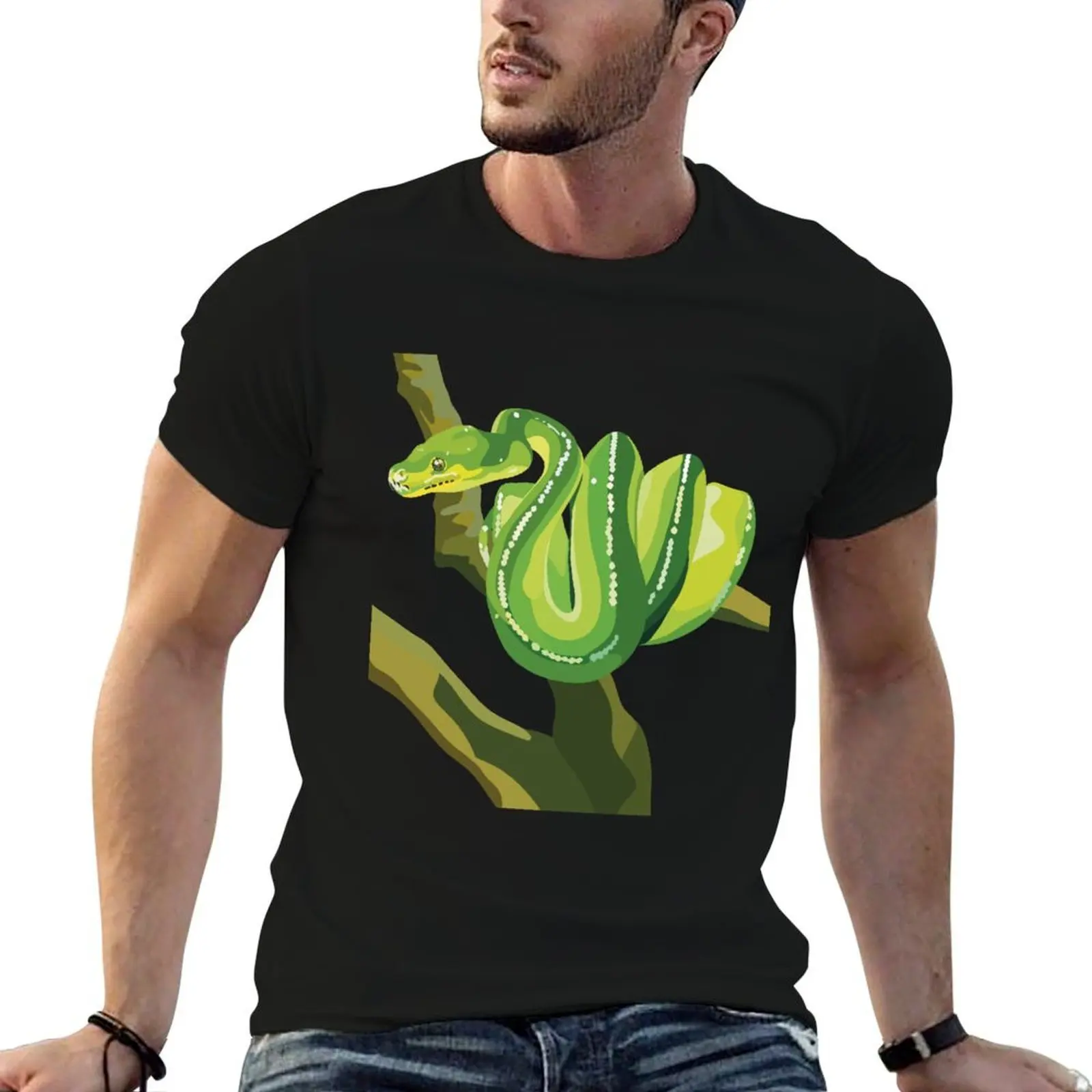 

Green Tree Python - Digital Art T-Shirt man t shirt heavy cotton man t shirts high quality luxury brand T-Shirt