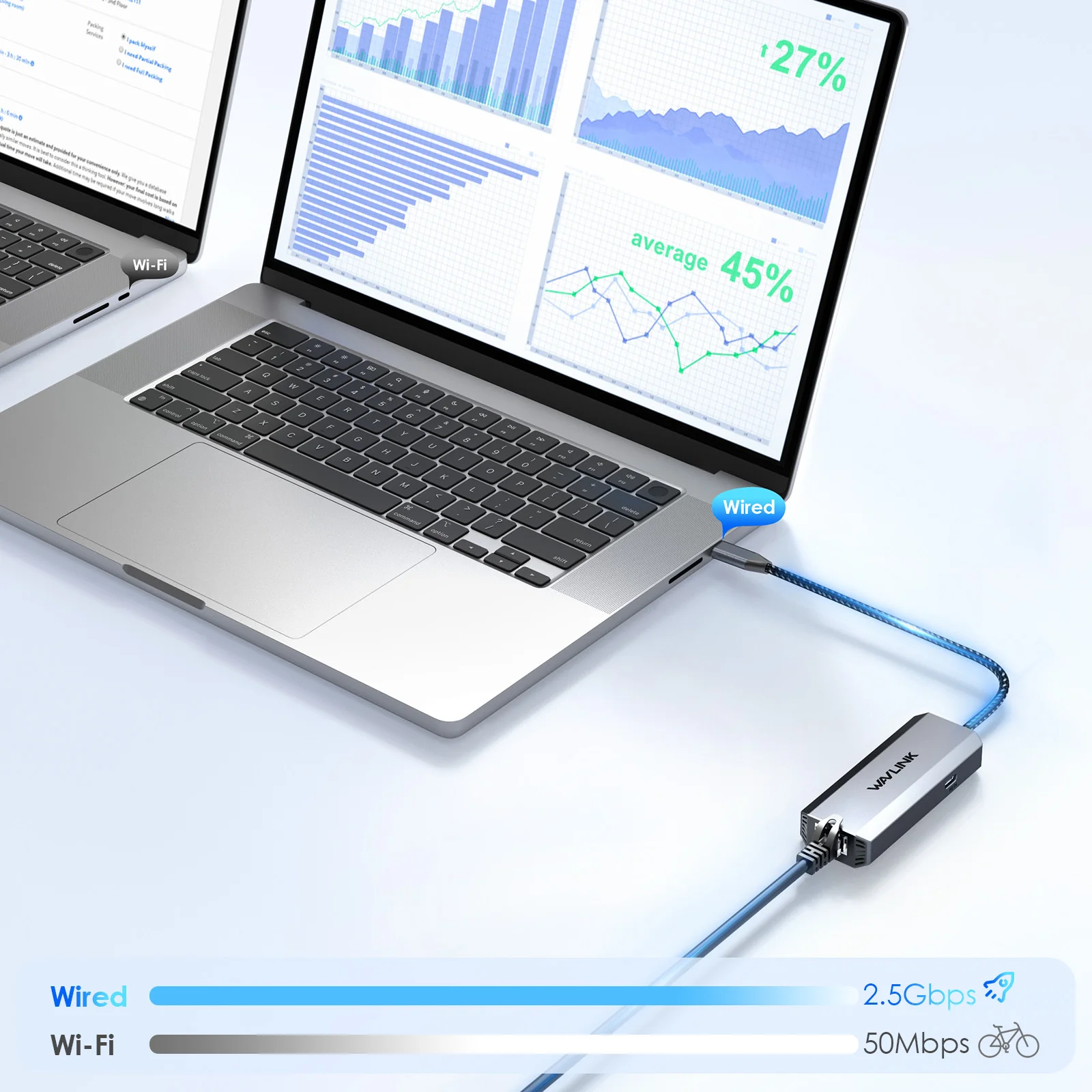 WAVLINK USB-C to Ethernet Adapter, 2.5 Gbps RJ45 Plug and Play Network Adapter,  Wired Internet Adapter with PD 95W for iphone, Laptops, PC, MacBook, Compatible with Windows/Mac OS/iOS/Linux/Chrome OS