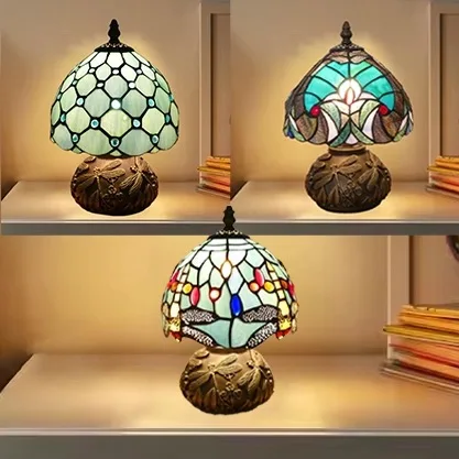 

Stained glass bedroom bedside exquisite and cute table lamp