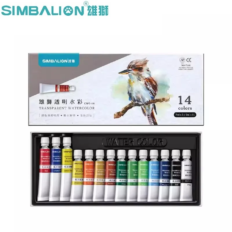 Simbalion CWC-14 14 colorsTransparent Watercolor Paint (5ml 11 pieces and 7ml 3 pieces)