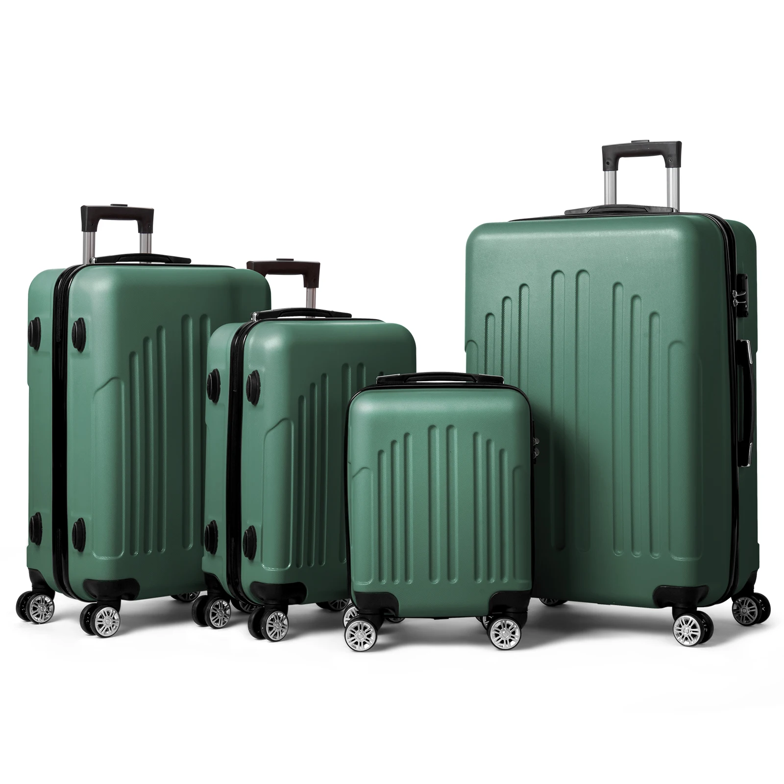 Curved Vertical Stripe 4-in-1 Trolley Case - Retro Green