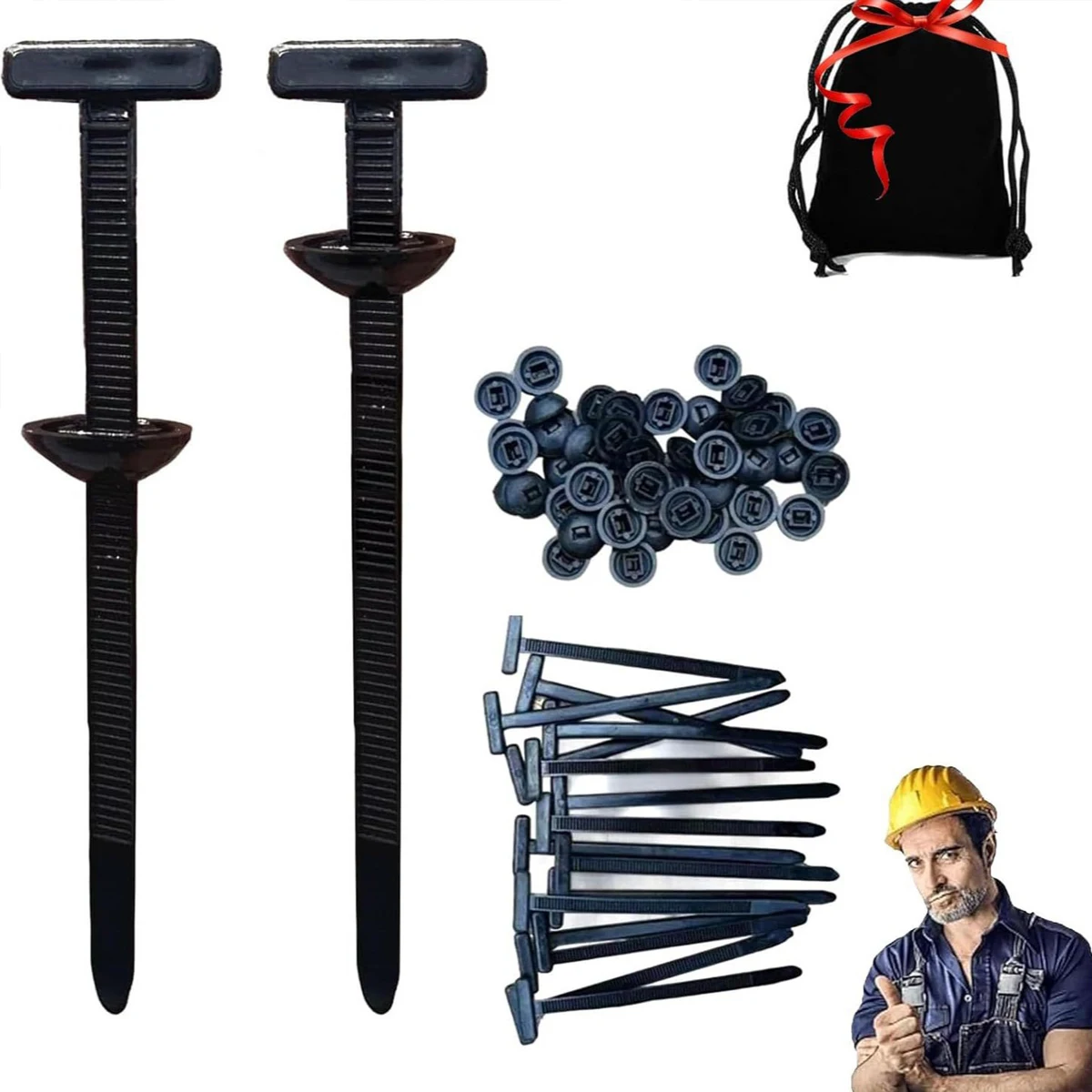 

100Pcs Multipurpose Nylon-Universal Cable Tie Buckle Self-Locking Fixed Buckle Heavy Duty Nylon Zip Ties Cable Tie Retainer Part