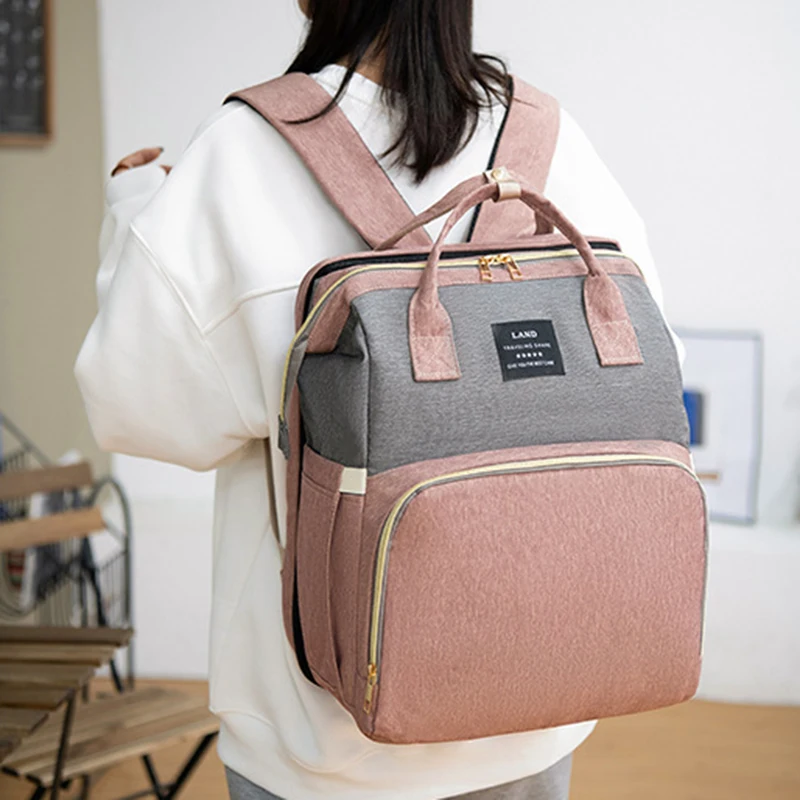 

NEW Baby Diaper Bags Mummy Fold Bed Backpack Maternity Waterproof Nappy Multi-function Nursing Changing Bag for MonDad Backpacks