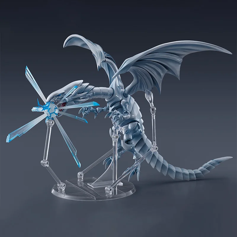 Original Bandai S.H.MonsterArts Inshock BLUE EYES WHITE DRAGON Figure Finished Model kit  Anime full Action Toy Gift for kids