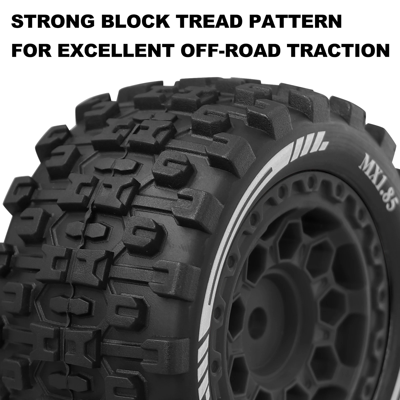 OGRC MX1.85 Ruedas y neumáticos RC Juego de neumáticos de rueda hexagonal de 12 mm 77 * 39 mm para ARRMA 1/18 Typhon Granito Grom