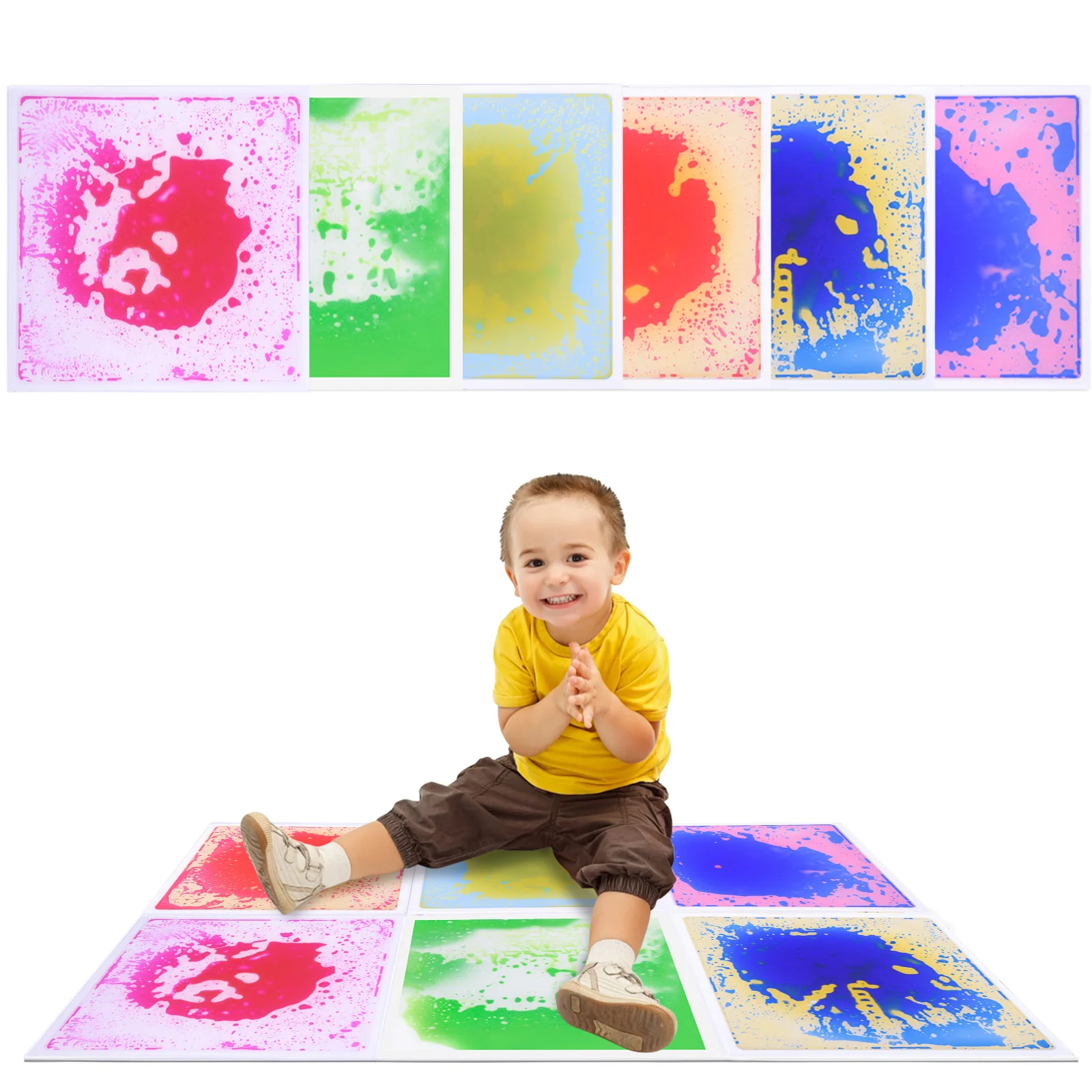 

Яркий детский сенсорный жидкий игровой коврик: Богатый тактильный сенсорный опыт — противоскользящий сейф