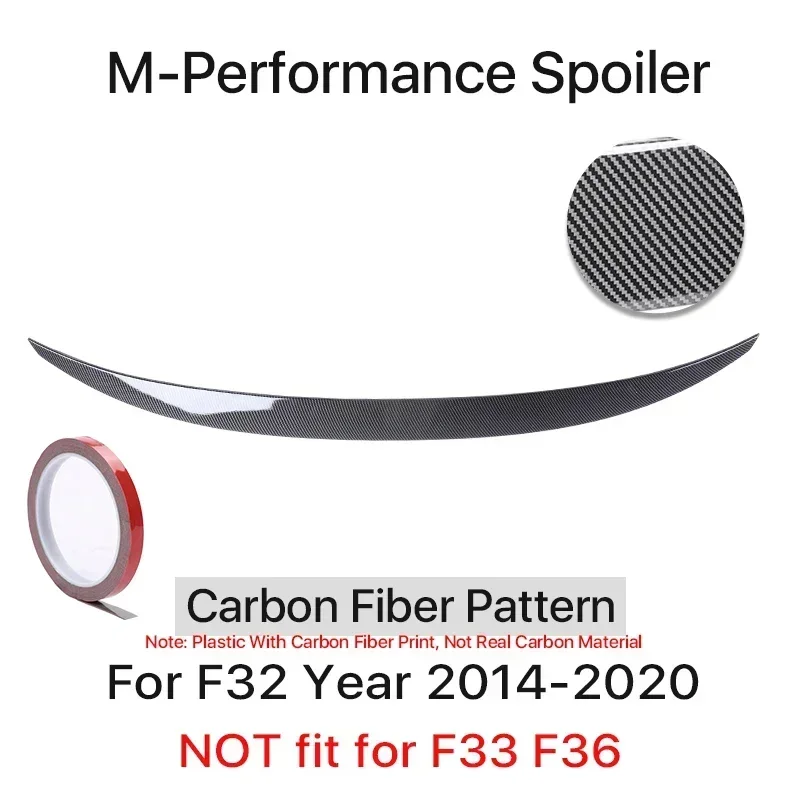 Kofferbak Spoiler Bumper Lip Voor BMW 4-serie F32 F33 F36 Koolstofvezel PSM M4 MP Stijl Vleugel Staart Kit 2014-2020 Glanzend Zwart