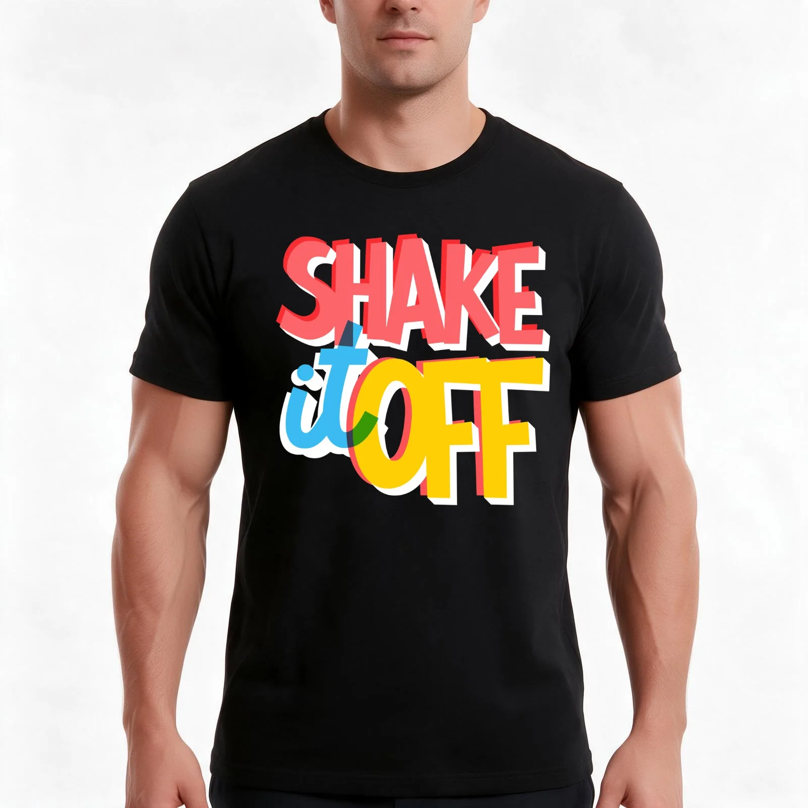 Shake It Off T-Shirt, Summer Casual Cotton Tee, Oversized Streetwear Tops, Vintage Graphic Print, Loose Fit Short Sleeve