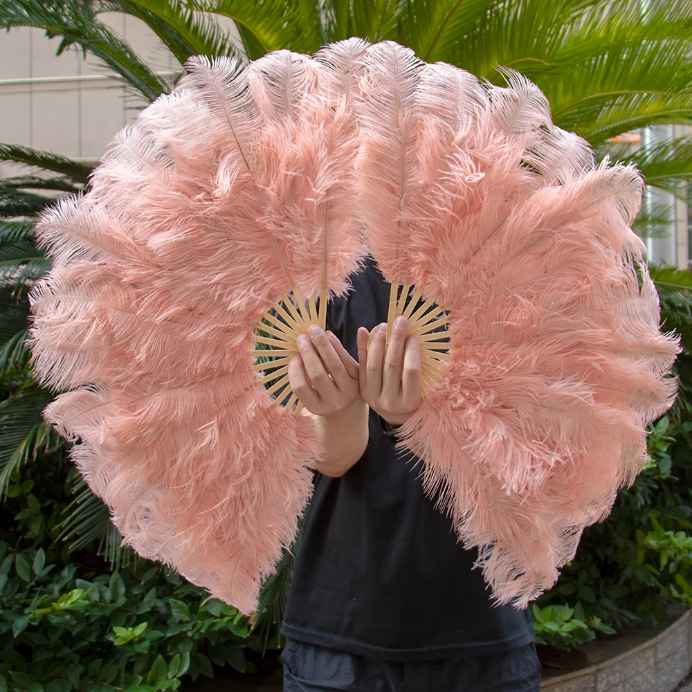 Premium Natural Ostrich Feather Hand Fan 70cm 100cm Fluffy Fan For Costume Party Wedding Decoration Photo Shoot Burlesque Show S
