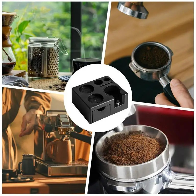 Espresso-Tamper-Halter im quadratischen ABS-Schubladenstil, Basis für die Kaffee-Tamper-Station aus ABS, Ständer für Espresso-Tampermatten, Universalgröße