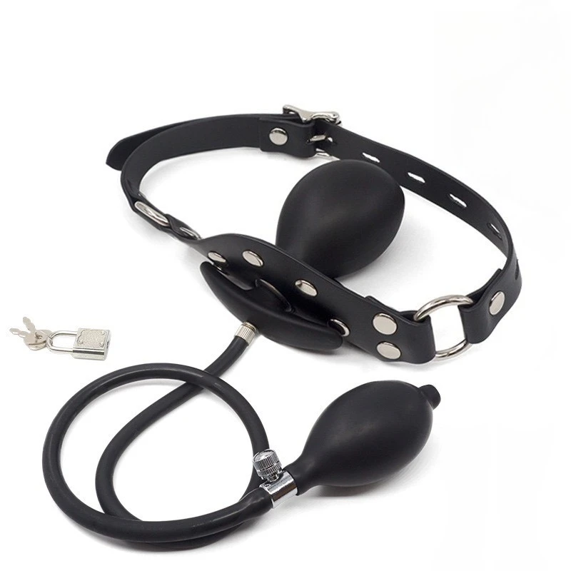 BDSM Locking Head Strap for Latex Butterfly Inflatable Gag, Mouth Plug Ball, Bondage Restraints Toys, Adult Sex Games view 2