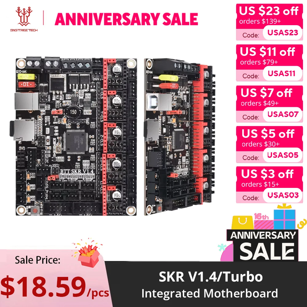 

BIGTREETECH BTT SKR V1.4 / Turbo Motherboard TMC2209 TMC2208 UART 3D Printer Parts PITFT50 TFT35 E3 Ender 3 V2 Upgrade For Voron