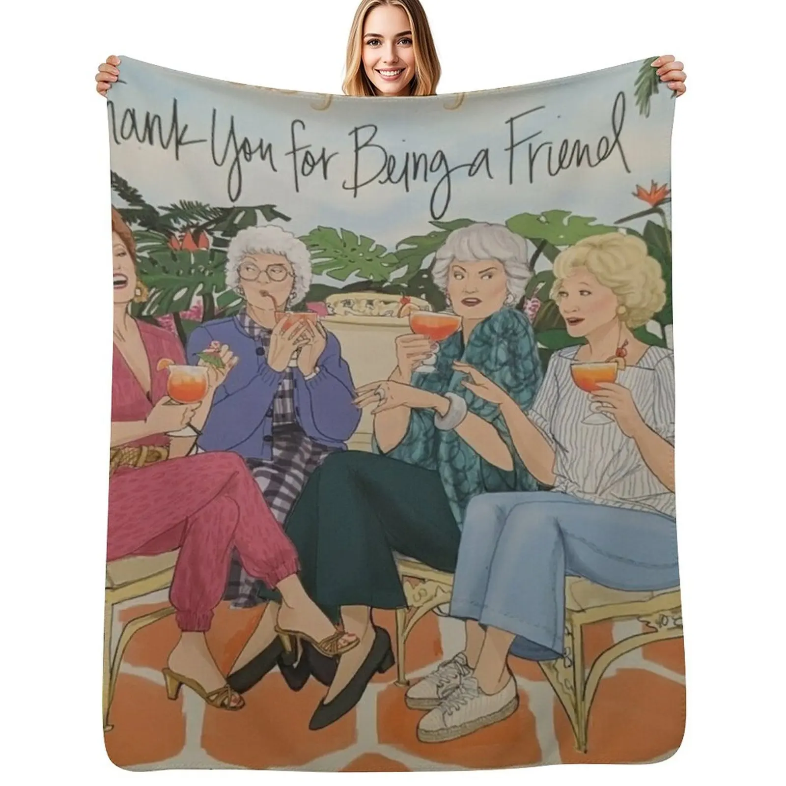 Thank You For Being a Friends Golden Girls Throw Blanket Custom Loose Beach for sofa Soft Plush Plaid Decorative Beds Blankets