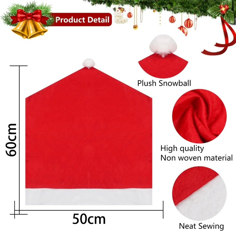 Christmas Chair Cover Red Non-woven Chair Cover Christmas Table Decoration Dining Chair Cover Christmas Party Party Supplies