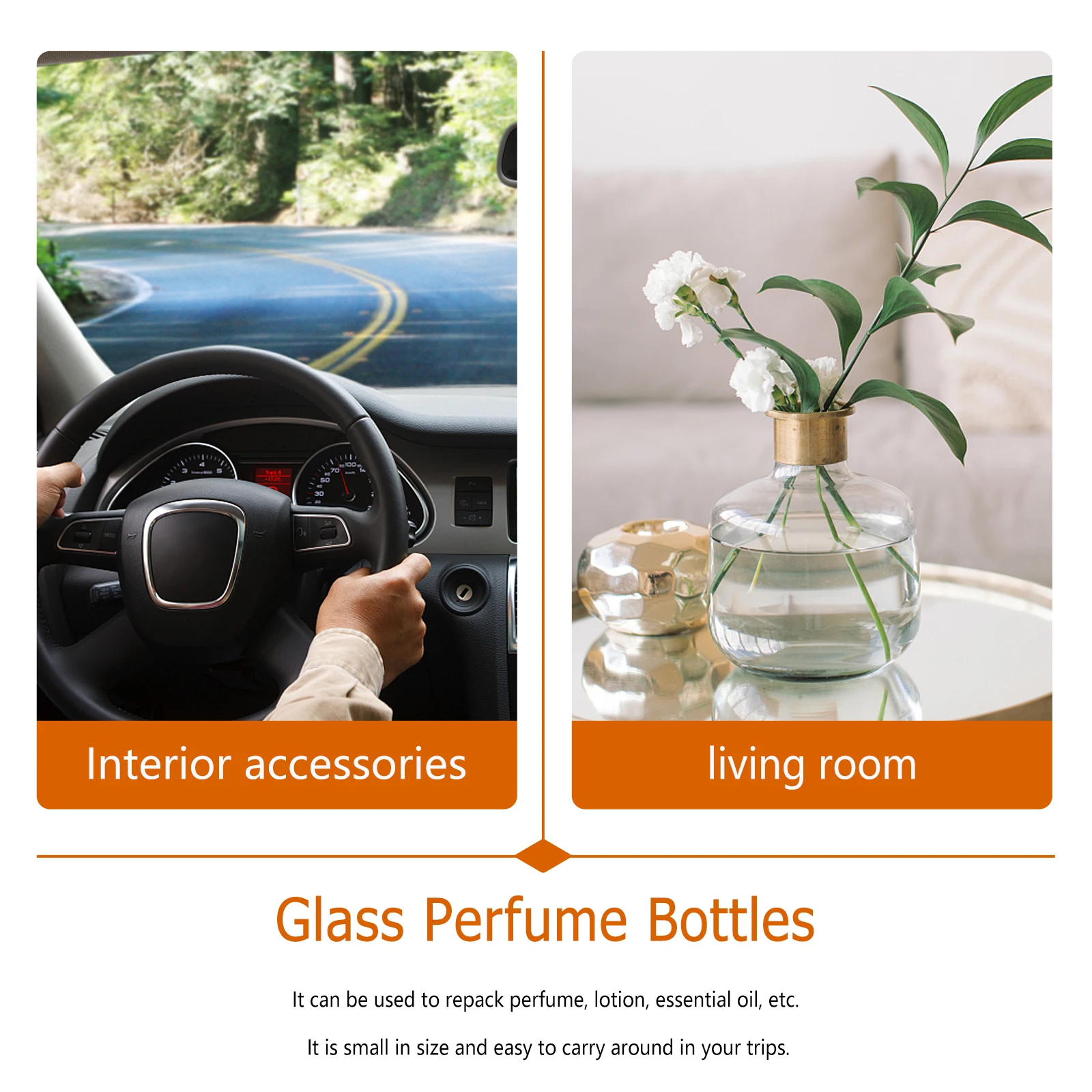 

2Pcs Glass Perfume Bottles 15Ml Vintage Empty Storage Bottle for Essential Oil Lotion Refillable Travel Container Retro