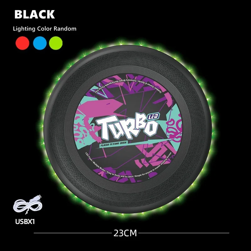 Kids Outdoor LED Flying Disc Toy Fun Creative Nighttime Colorful Light Flying Saucer Parent-child Interactive Sports Toys Gifts