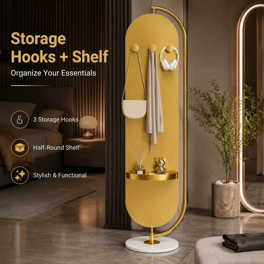 LED Full Length Mirror 360 Rotating Floor Mirror with Lights Touch Dimming Dressing Mirror Storage Stand Bedroom image 4