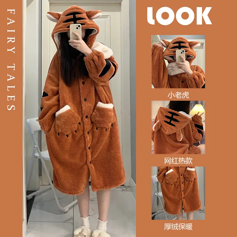 Adult Tiger Cosplay Costume Robes Kigurumi Onesie Anime Nightgown Halloween Cartoon Pajamas