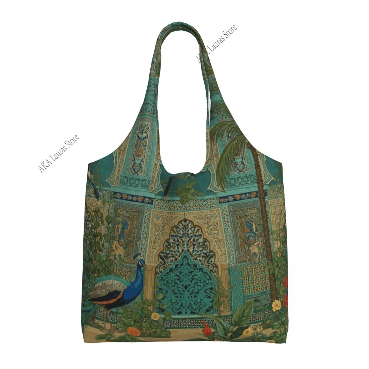 Shoulder Bag Mughal Garden With Peacock Bird Arch Ladies Handbag Tote Bag Reusable Large Bag