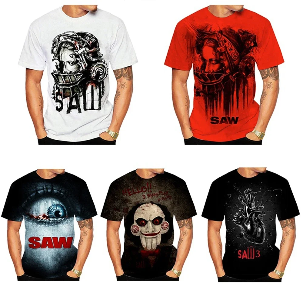 Newest Fashion 3D Printed Billy Is A Puppet - Saw Horror Movie Scary Character Jigsaw Killer T-Shirt Summer Men's Casual Short S