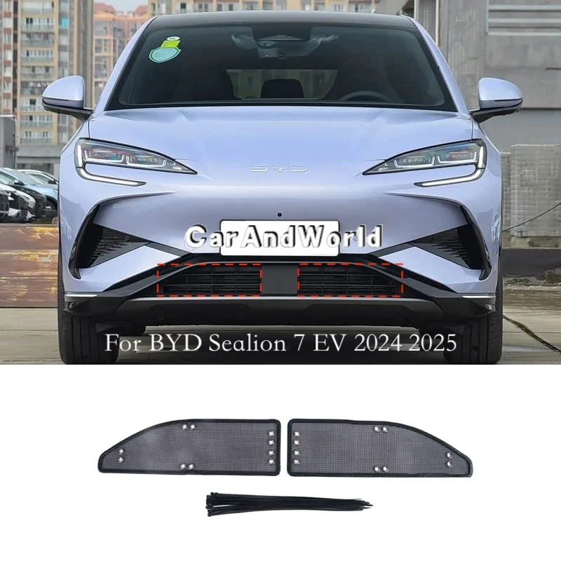 

Stainless Middle Grilles Insert Screening Net Protecte Insect Guard Mesh Cover Car Accessory For BYD SEALION 5 6 7 EV DM-i 2025