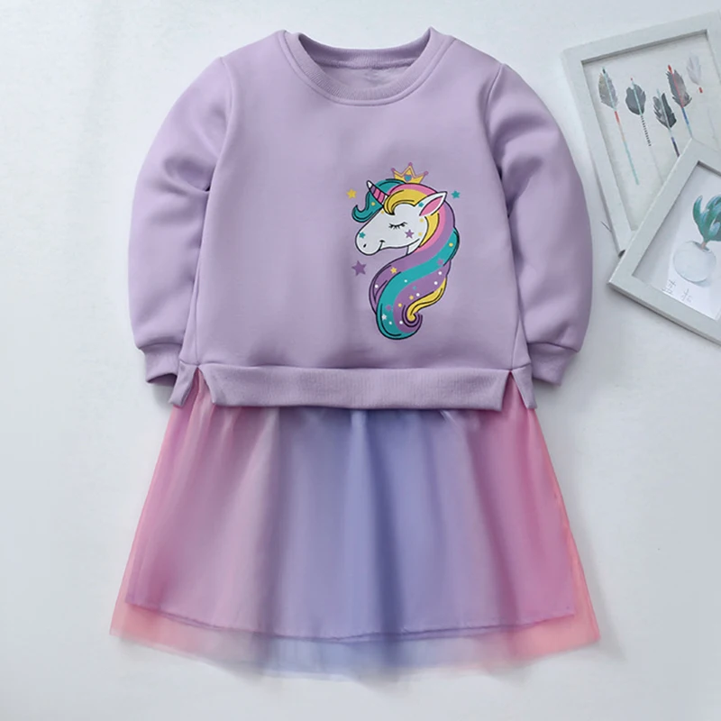 Bear Leader Unicorn Princess Dress Children's Spring & Autumn Season Dress Girls' Birthday Party Dress Halloween Christmas Dress