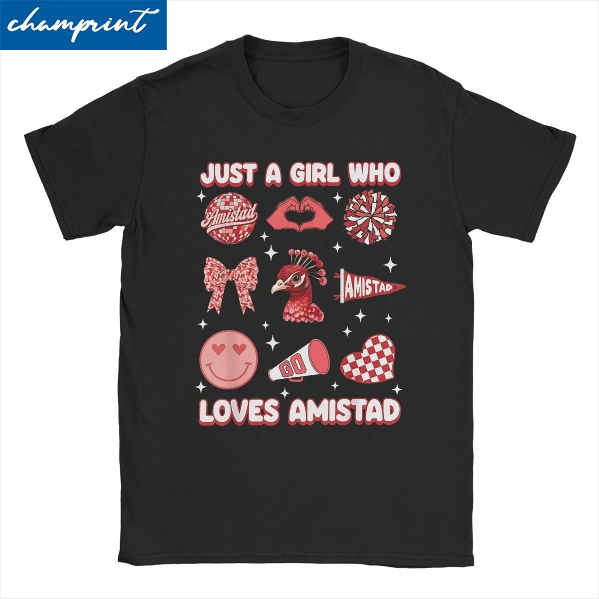 

Just A Girl Who Loves Amistad House Of Friendship T Shirts for Men Women Cotton T-Shirts Crew Neck Tees Short Sleeve Clothing