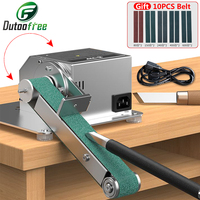 220V Mini Electric Belt Sander DIY Polishing Grinding Machine 180W/270W/360W Sharpening Machine Speed Regulation 0-13500r/min