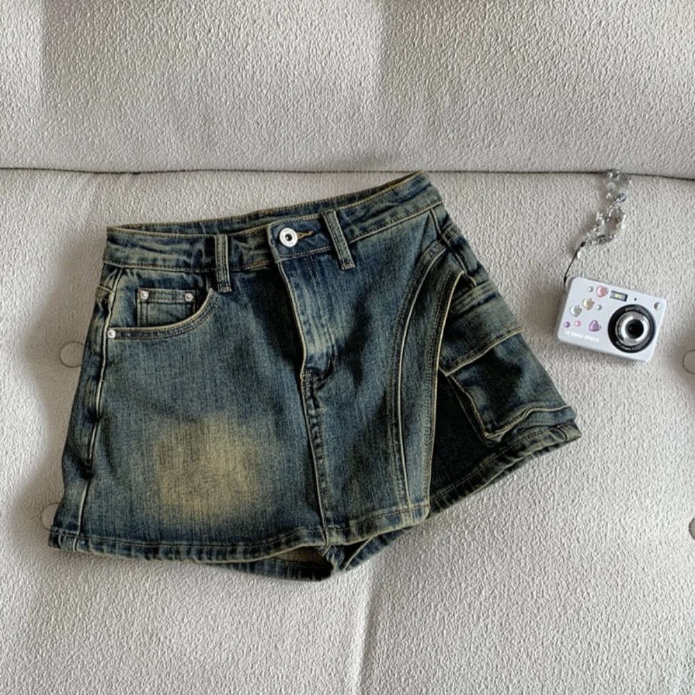 Große Größe Denim Stoff Retro Jeans rock unregelmäßige Form Sommer hoch taillierten Rock Mode Hosen rock