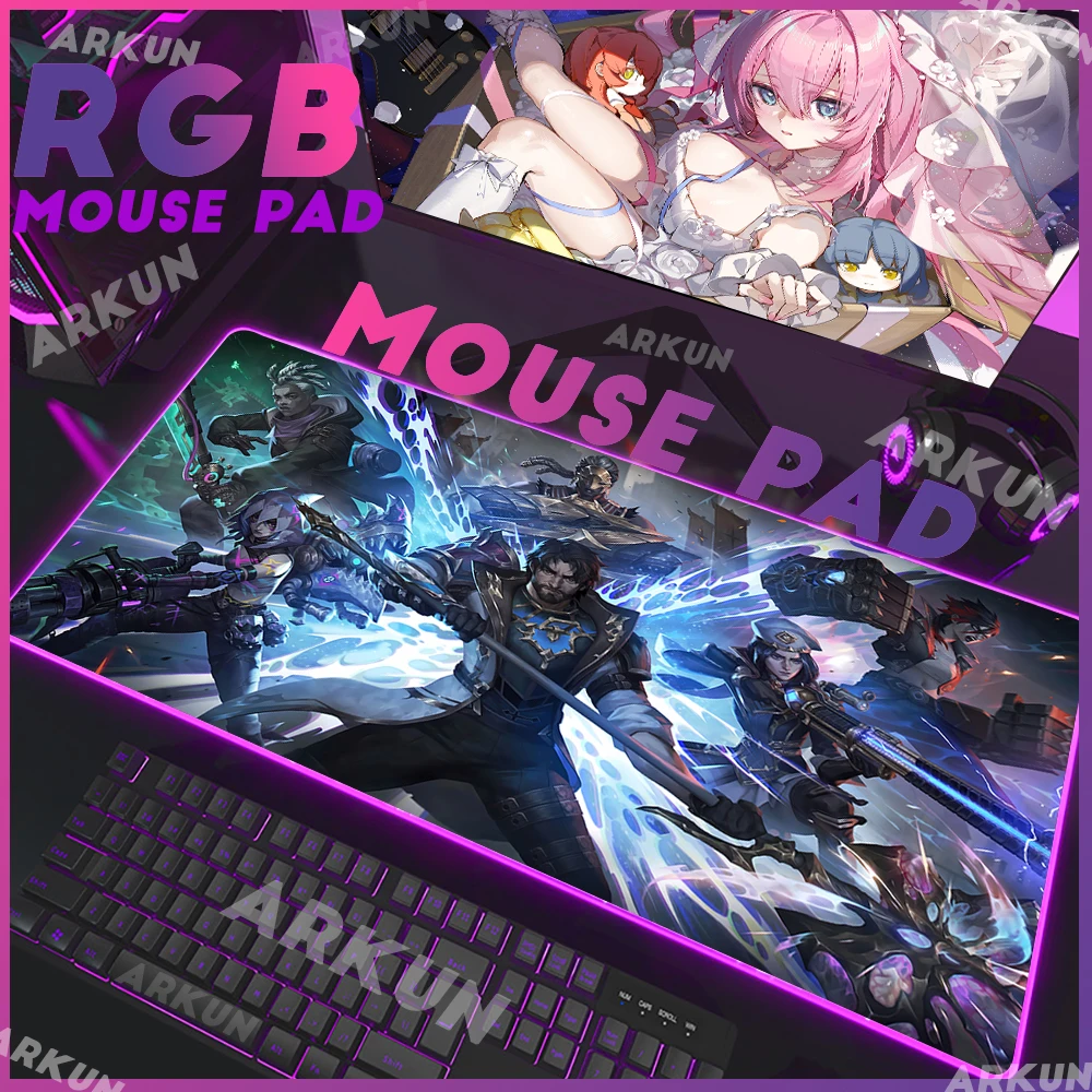 RGB Cool Jayce Ekko Pretty Kawaii Jinx Vi Fashion Anime Arcane L-League of Legends 2 Gaming Mouse Pad XXL 90X40 Computer LED Mat