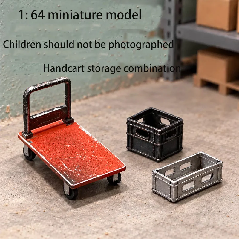 1: 64 Car Model, Flatbed Handcart, Garage Handling Set, Miniature Model, Resin Auto Repair Shop, Storage Scene, Ornaments