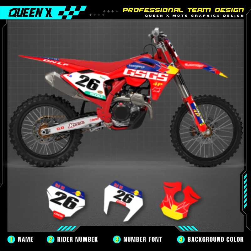 Queen X MOTOR Custom Team Graphics Backgrounds Decals For 3M Stickers Kit For GASGAS GAS GAS 2024 2025 2026 EC MC 002