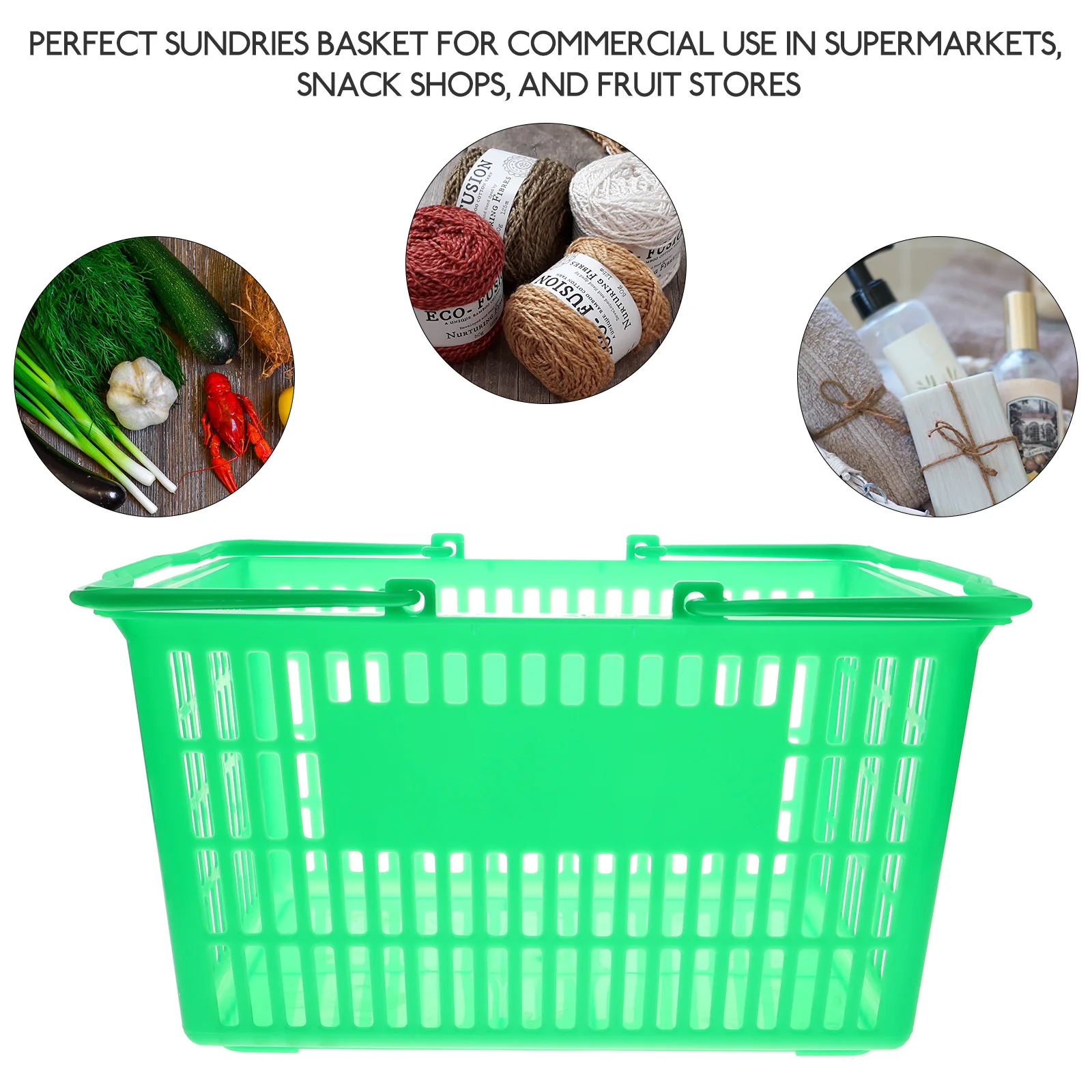 

Sturdy Desktop Basket with Handle Heavy Duty Plastic Storage Basket for Office Home Grocery Sundries Organizer Container