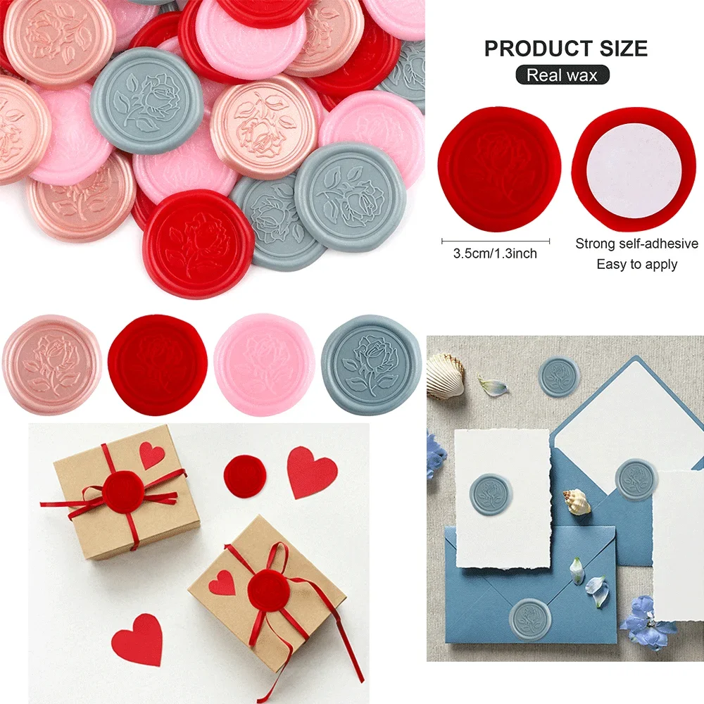 

25Pcs Rose Style Wax Seal Stickers Handmade Envelope Seals Self Adhesive Wax Stickers for Wedding Party Invitations, Envelope