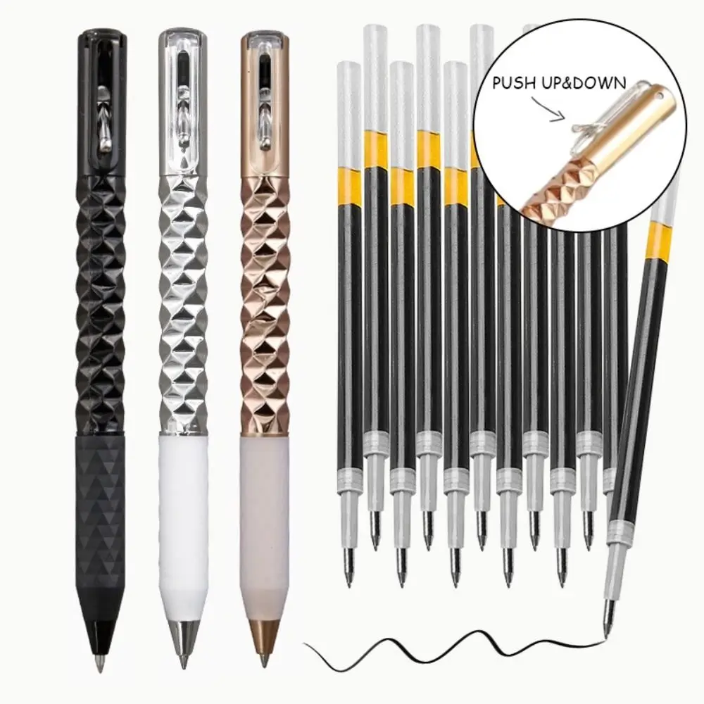 Interesting Rhombus Geometry Deformable Pen 0.5mm Tip Press Type Neutral Pen Quick Dry Black Ink Writing Pen Students
