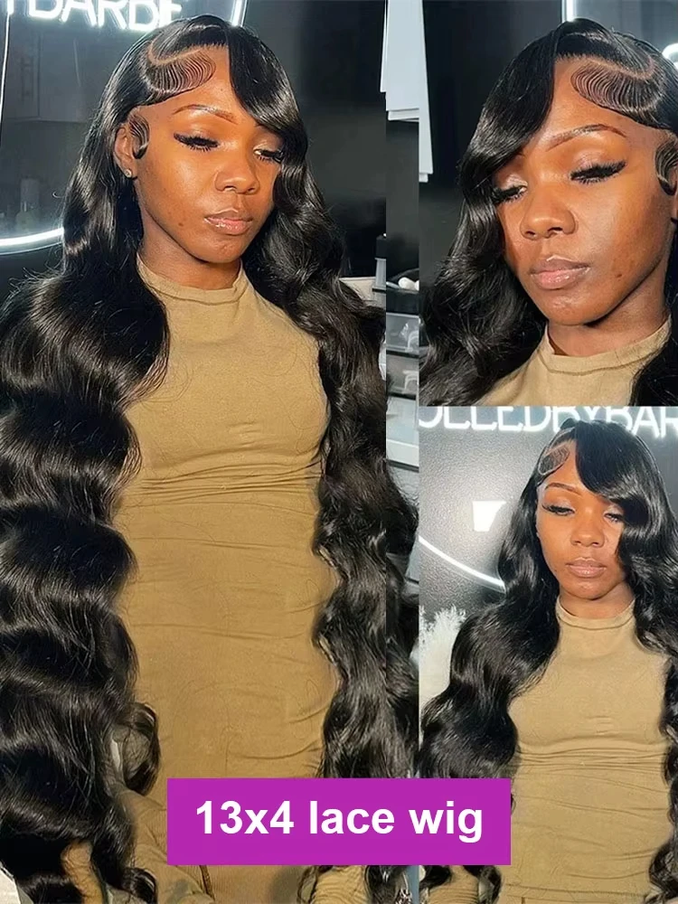 40 بوصة 250% الكثافة 13x4 شفافة الجسم موجة الدانتيل أمامي باروكة من شعر طبيعي قبل قطعها مع شعر الطفل شعري طبيعي