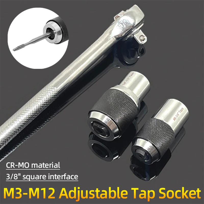 M3-M12 Gewindebohrer-Sockel, 3/8 Zoll Vierkantantrieb, verstellbare Backe, Gewindebohrer-Halter, Sockel-Adapter, Reibahle, Schraubenausdreher
