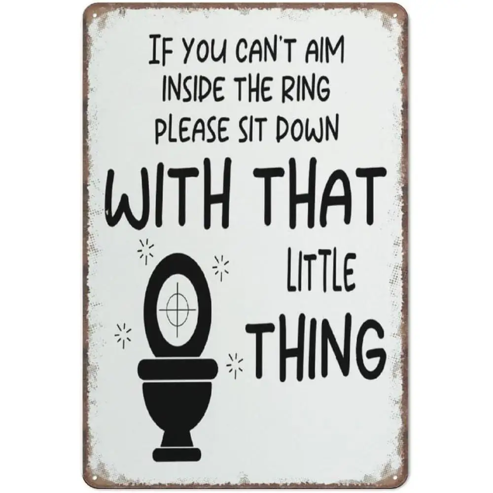2D Metal Sign - Humorous Toilet Paper Target Training Wall Art 8x12 Inch Rustic Flat Aluminum Pre-Drilled for Bathroom Kitchen F