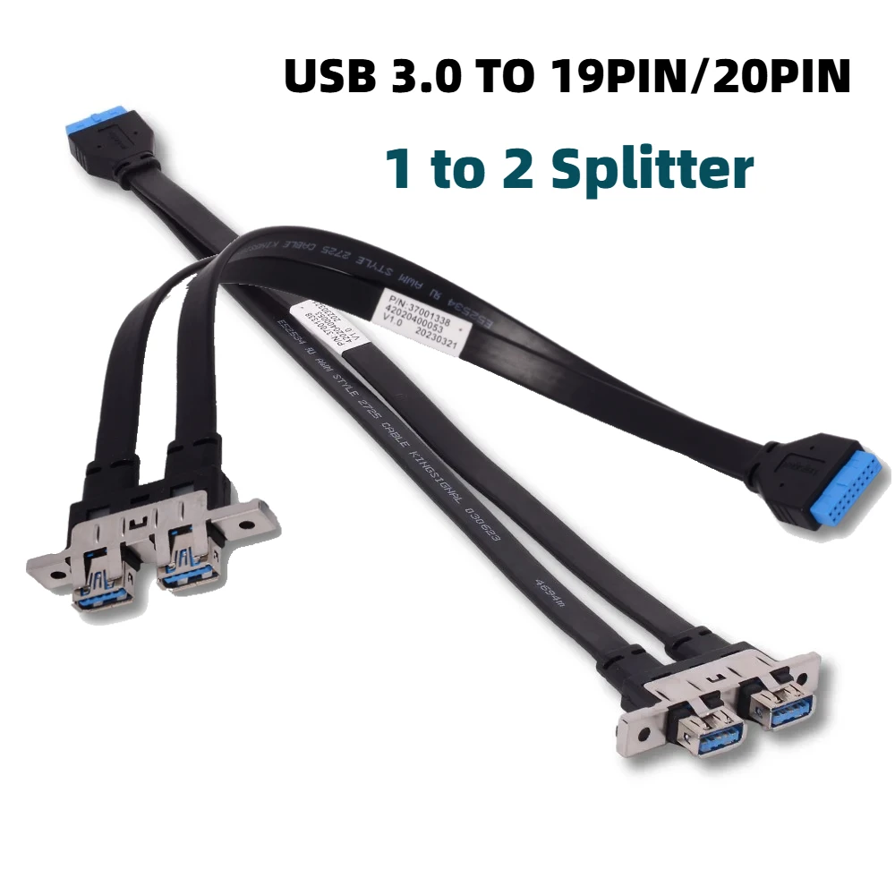 Motherboard USB3.0 19/20PIN Header 1 to 2 Extension Splitter Cable, Internal USB 3.0 Computer Main Board Connector DIY Expansion