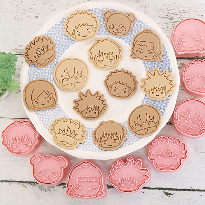 8pcs Jujutsu Kaisen Cake Cookie Cutter Anime Figure Satoru Gojo Itadori Yuji DIY 3D Baking Mould Cookie Tools Set Kids Toys Gift